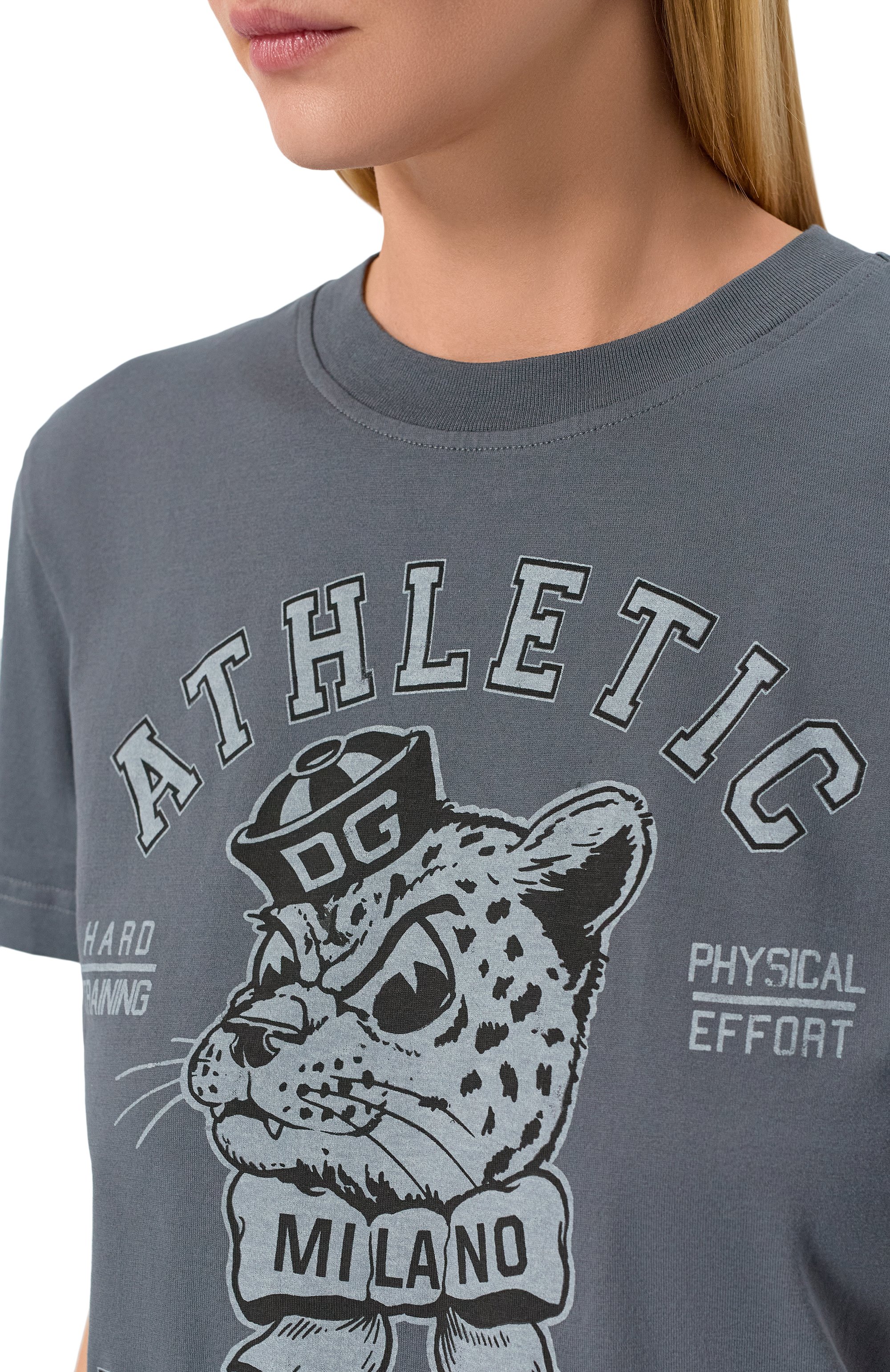 Хлопковая футболка DOLCE & GABBANA серого цвета по цене 75550 руб., арт. F8V42T/GDDN9, фото 5 Хлопковая футболка DOLCE & GABBANA, арт. F8V42T/GDDN9, фото 5