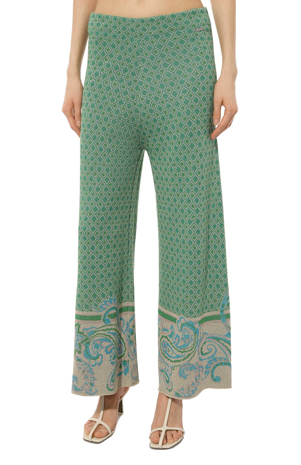 Брюки из вискозы LIU JO зеленого цвета по цене 22450 руб., арт. WA3519 MA587, фото 3 Брюки из вискозы LIU JO, арт. WA3519 MA587, фото 3