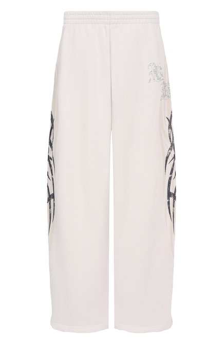Мужские хлопковые брюки BALENCIAGA кремвого цвета, арт. 803266/TRVR6 | Фото 1 (Длина (брюки, джинсы): Стандартные; Материал сплава: Проставлено; Драгоценные камни: Проставлено; Материал внешний: Хлопок)