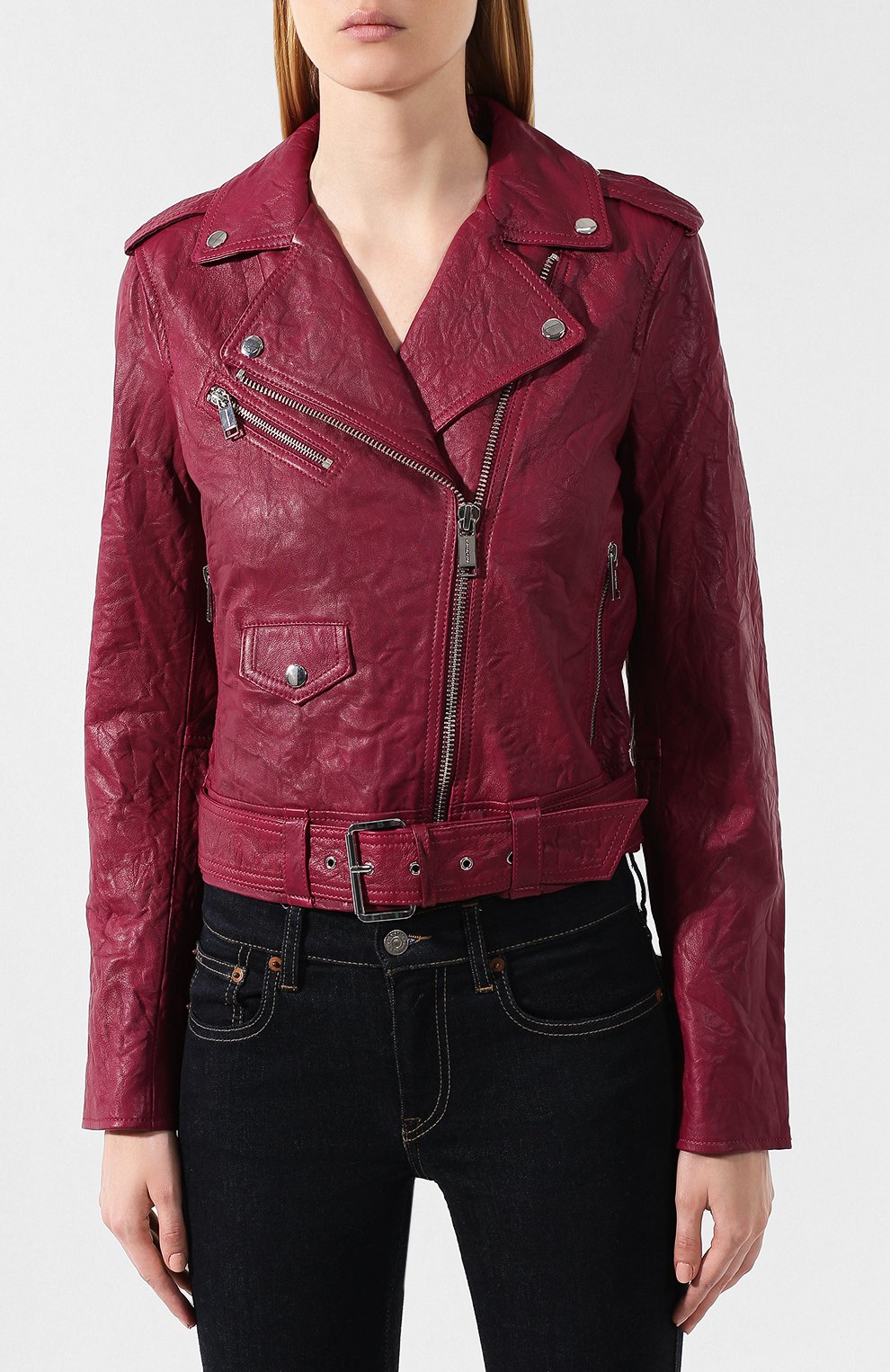 Кожаная куртка MICHAEL MICHAEL KORS бордового цвета по цене 49200 руб., арт. MU82HYG2A3, фото 3 Кожаная куртка MICHAEL MICHAEL KORS, арт. MU82HYG2A3, фото 3