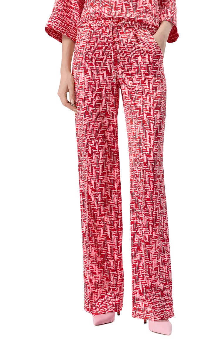 Женские шелковые брюки KITON красного цвета, арт. D48122K0964E02 | Фото 3 (Драгоценные камни: Проставлено; Длина (брюки, джинсы): Удлиненные; Материал сплава: Проставлено; Материал внешний: Шелк; Силуэт Ж (брюки и джинсы): Прямые; Стили: Кэжуэл; Женское Кросс-КТ: Брюки-одежда; Кросс-КТ: костюм)