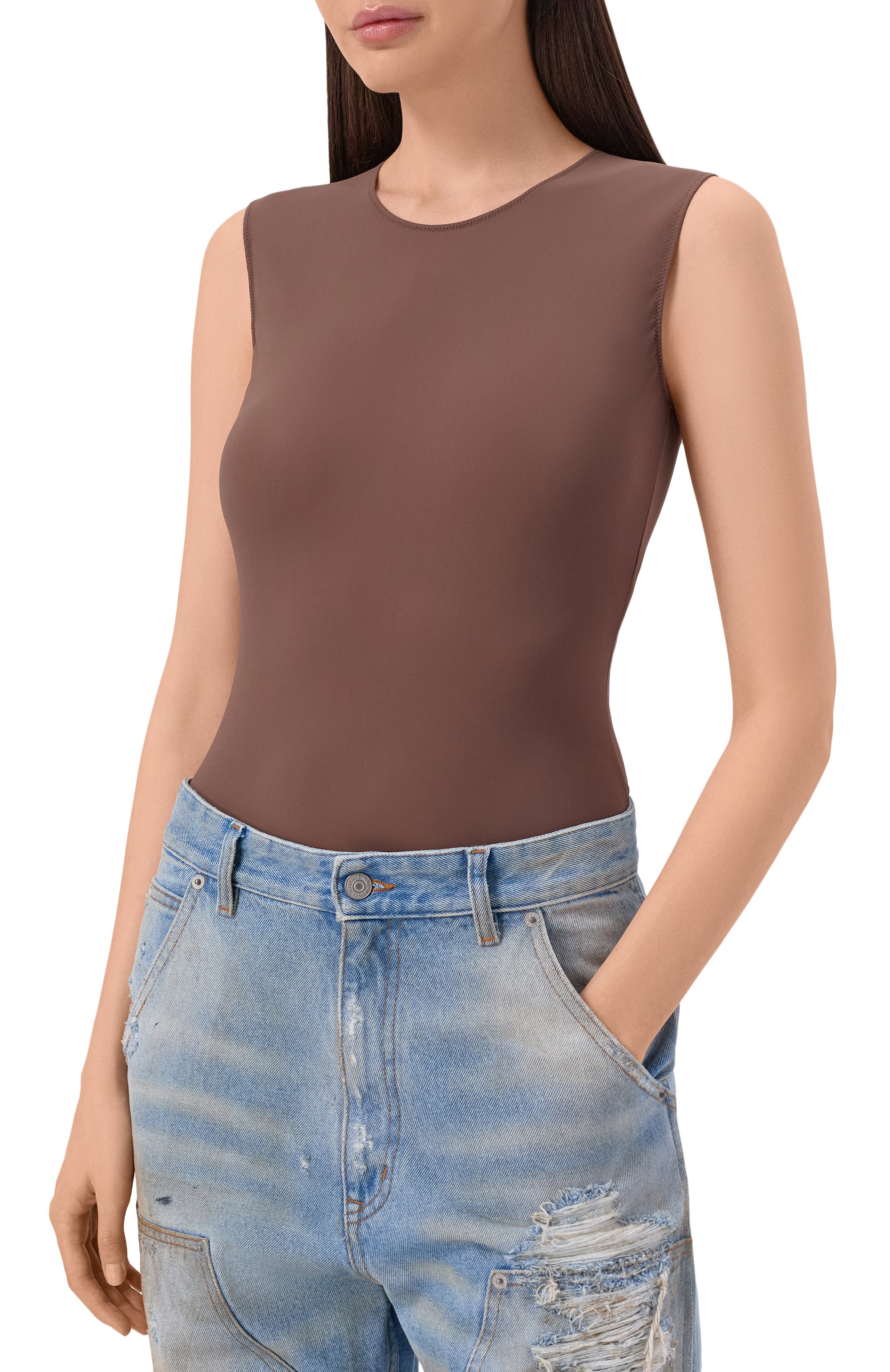 Боди MAISON MARGIELA коричневого цвета по цене 45950 руб., арт. S29NA0179/M20039, фото 3 Боди MAISON MARGIELA, арт. S29NA0179/M20039, фото 3