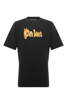 Мужская хлопковая футболка PALM ANGELS черного цвета, арт. PMAA001F24JER009 | Фото 1 (Материал сплава: Проставлено; Рукава: Короткие; Материал внешний: Хлопок; Длина (для топов): Удлиненные; Драгоценные камни: Проставлено; Стили: Кэжуэл; Принт: С принтом; Кросс-КТ: Джерси; Мужское Кросс-КТ: Футболка-одежда)