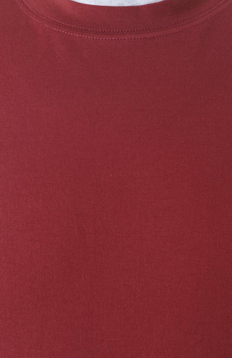 Мужская хлопковая футболка BRUNELLO CUCINELLI бордового цвета, арт. M0B137427 | Фото 6 (Рукава: Короткие; Материал внешний: Хлопок; Стили: Кэжуэл; Принт: Без принта; Длина (для топов): Стандартные; Мужское Кросс-КТ: Футболка-одежда; Кросс-КТ: Джерси)