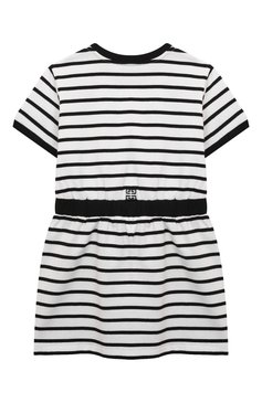 Детское хлопковое платье GIVENCHY черно-белого цвета, арт. H30043/4A-5A | Фото 2 (Материал сплава: Проставлено; Драгоценные камни: Проставлено; Рукава: Короткие; Материал внешний: Хлопок; Случай: Повседневный; Девочки Кросс-КТ: Платье-одежда; Ростовка одежда: 3 года | 98 см, 4 года | 104 см)