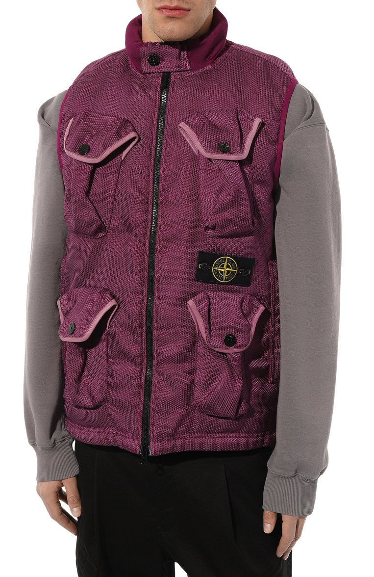 Мужской жилет STONE ISLAND фиолетового цвета, арт. 7515G0224 | Фото 3 (Материал внешний: Синтетический материал; Длина (верхняя одежда): Короткие; Материал подклада: Синтетический материал; Стили: Гранж; Мужское Кросс-КТ: жилеты-тонкие)