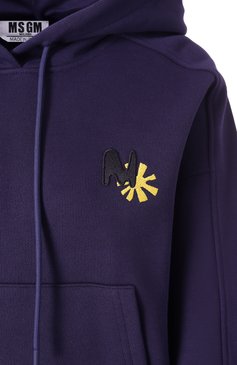 Женский хлопковое худи MSGM фиолетового цвета, арт. 3841MDM139/257001 | Фото 6 (Драгоценные камни: Проставлено; Материал сплава: Проставлено; Материал внешний: Хлопок; Длина (для топов): Стандартные; Рукава: Длинные; Стили: Спорт-шик; Женское Кросс-КТ: Худи-одежда)