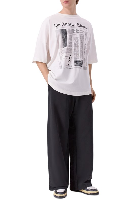 Хлопковые брюки Palm Angels PMCH02EF25FLE001 Чёрный  PMCH02EF25FLE001 Фото 2