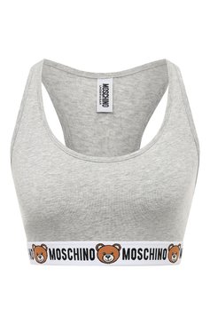 Женский хлопковый бра-топ MOSCHINO серого цвета, арт. 232V6/A0882/4402 | Фото 1 (Материал сплава: Проставлено; Нос: Не проставлено; Материал внешний: Хлопок; Женское Кросс-КТ: Бюстгальтеры)