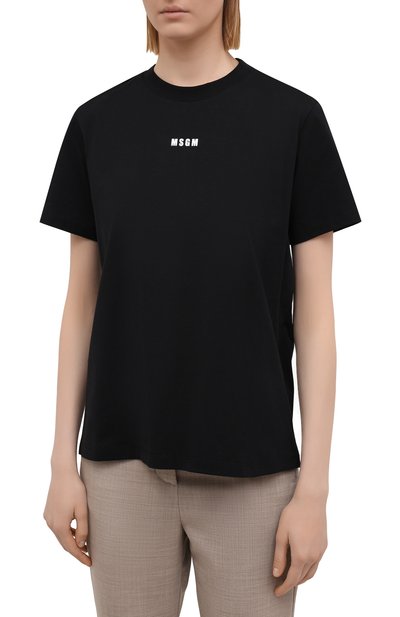 Хлопковая футболка MSGM черного цвета по цене 9950 руб., арт. 3041MDM100 217298, фото 3 Хлопковая футболка MSGM, арт. 3041MDM100 217298, фото 3