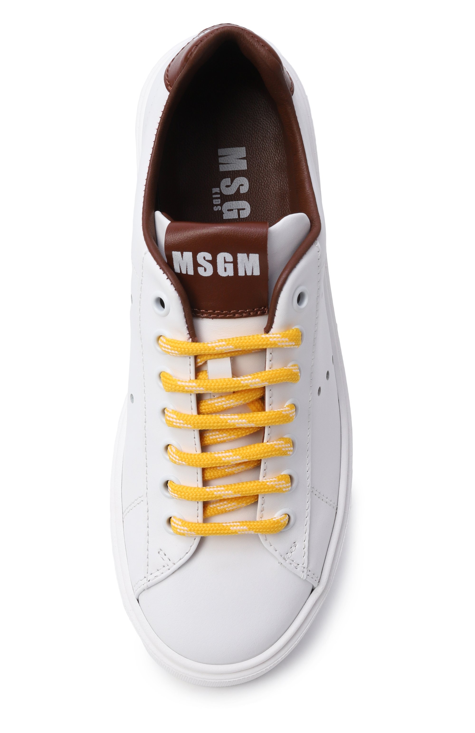 Кожаные кеды MSGM KIDS белого цвета по цене 30900 руб., арт. 82489/VAR1, фото 4 Кожаные кеды MSGM KIDS, арт. 82489/VAR1, фото 4