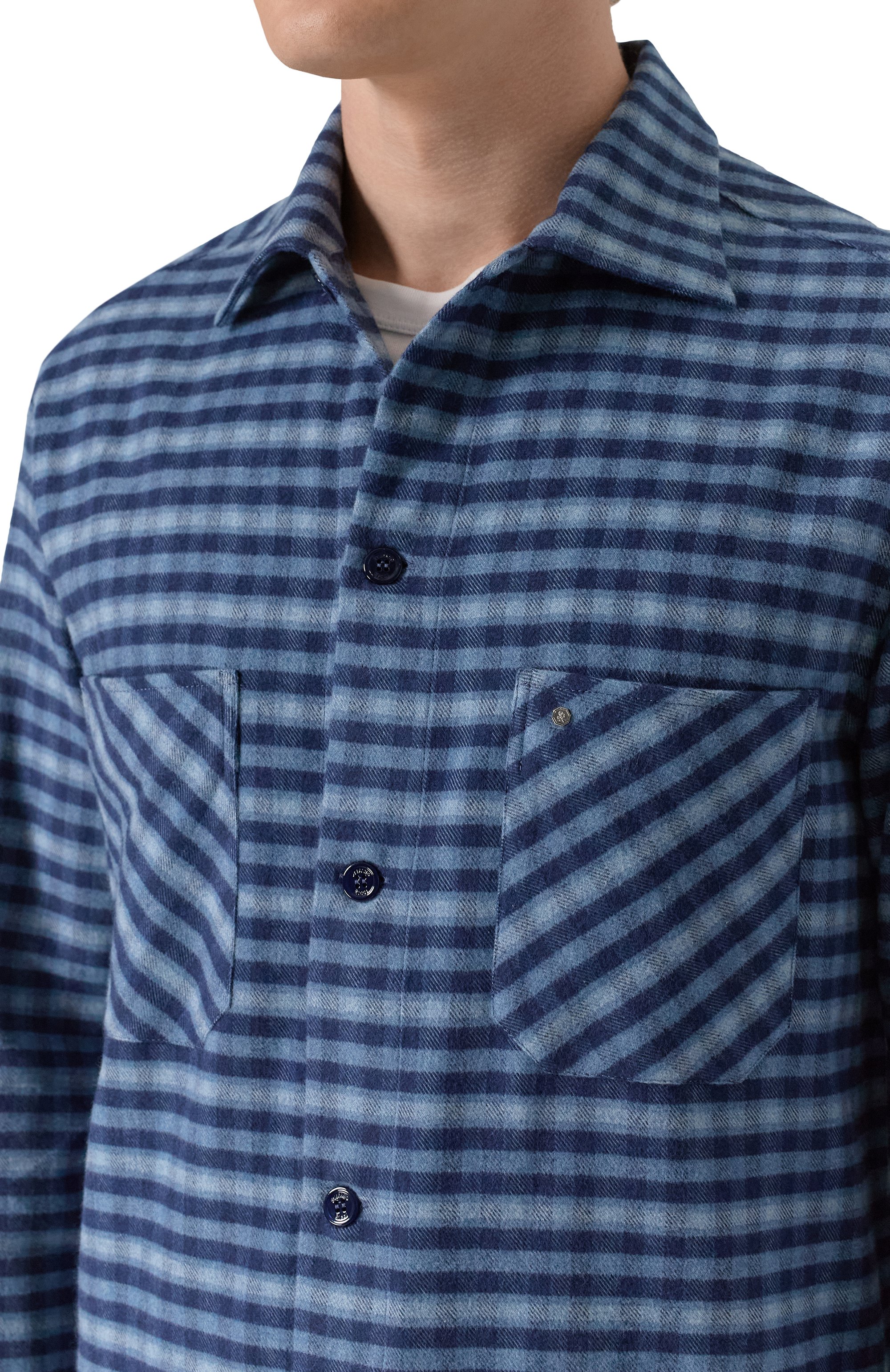 Хлопковая рубашка STEFANO RICCI синего цвета по цене 95550 руб., арт. SP007097/BN3035, фото 5 Хлопковая рубашка STEFANO RICCI, арт. SP007097/BN3035, фото 5