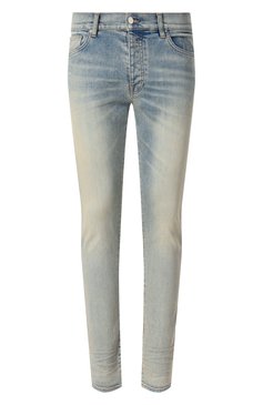 Мужские джинсы AMIRI голубого цвета, арт. PXMD002 | Фото 1 (Драгоценные камни: Проставлено; Длина (брюки, джинсы): Стандартные; Материал сплава: Проставлено; Силуэт М (брюки): Узкие; Материал внешний: Деним, Хлопок; Детали: Делаве; Кросс-КТ: Деним; Стили: Кэжуэл, Повседневный)