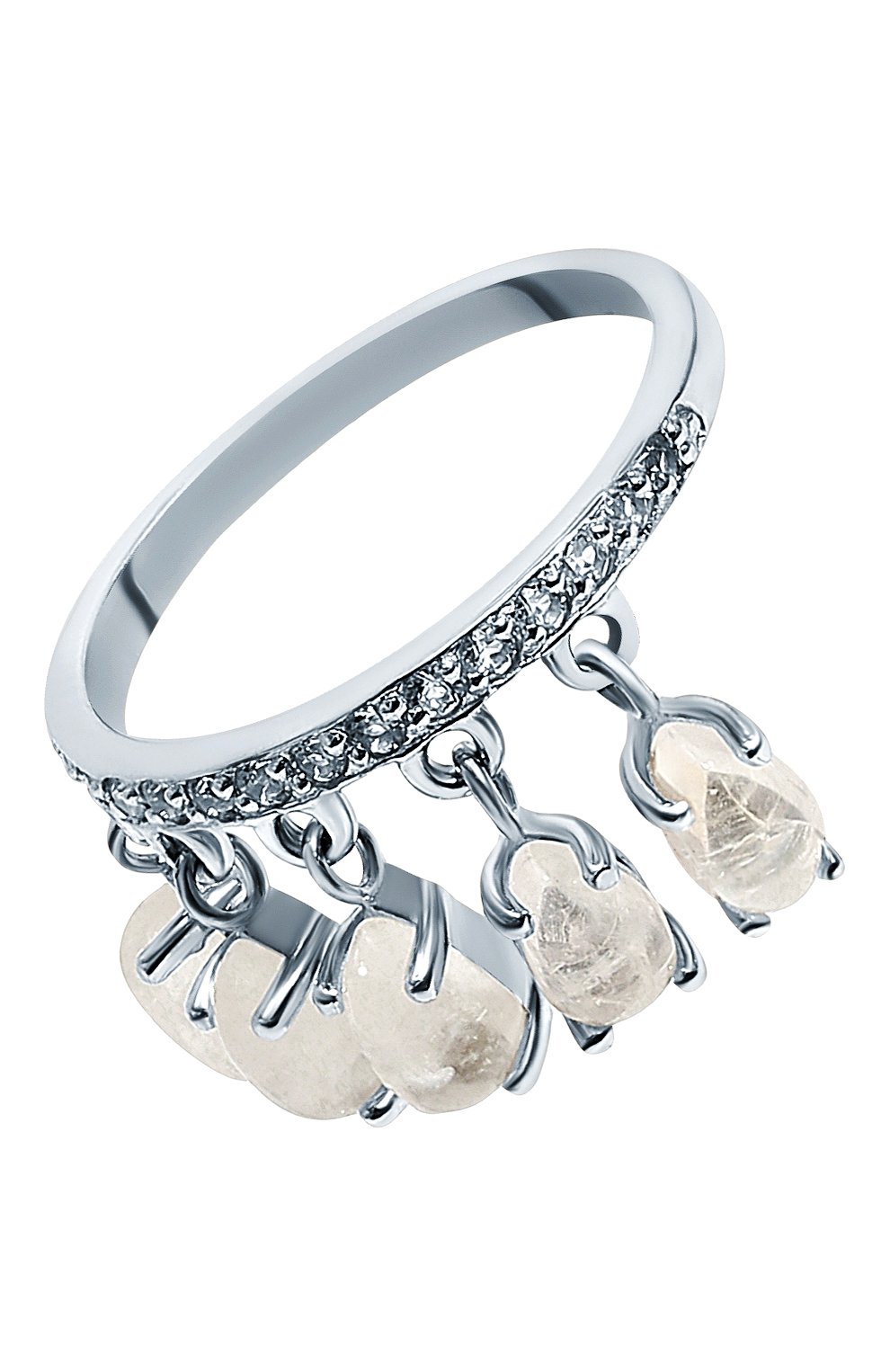 Кольцо water с лунными камнями MOONKA белого цвета по цене 11100 руб., арт. wt-tr-mns, фото 1 Кольцо water с лунными камнями MOONKA, арт. wt-tr-mns, фото 1