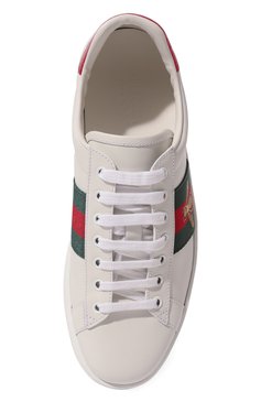 Мужские кожаные кеды new ace GUCCI белого цвета, арт. 429446 A38G0 | Фото 6 (Материал внутренний: Натуральная кожа; Материал сплава: Проставлено; Стили: Классический; Подошва: Плоская; Драгоценные камни: Проставлено)