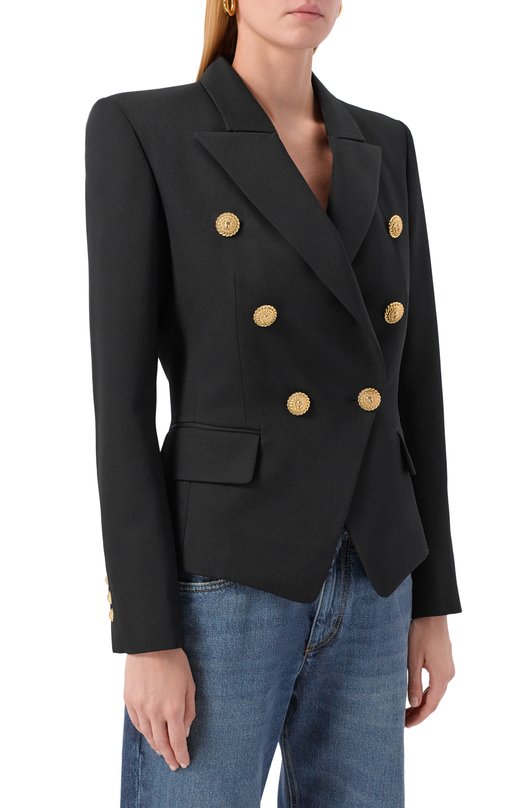 Шерстяной жакет Balmain FF1SI505/WB08 Чёрный  FF1SI505/WB08 Фото 3