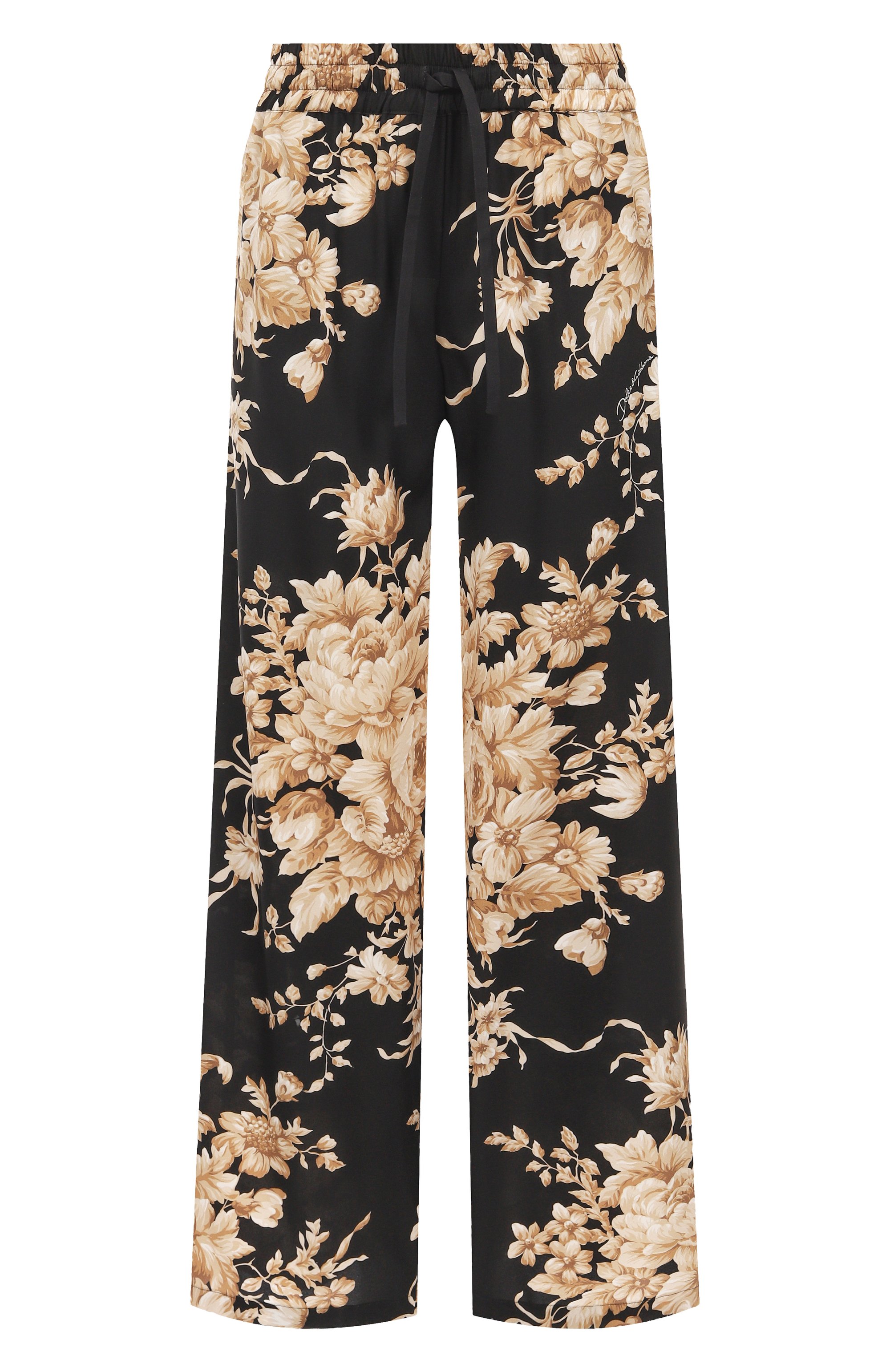 Шелковые брюки DOLCE & GABBANA черного цвета по цене 218000 руб., арт. FTC12T/FSA7Y, фото 1 Шелковые брюки DOLCE & GABBANA, арт. FTC12T/FSA7Y, фото 1