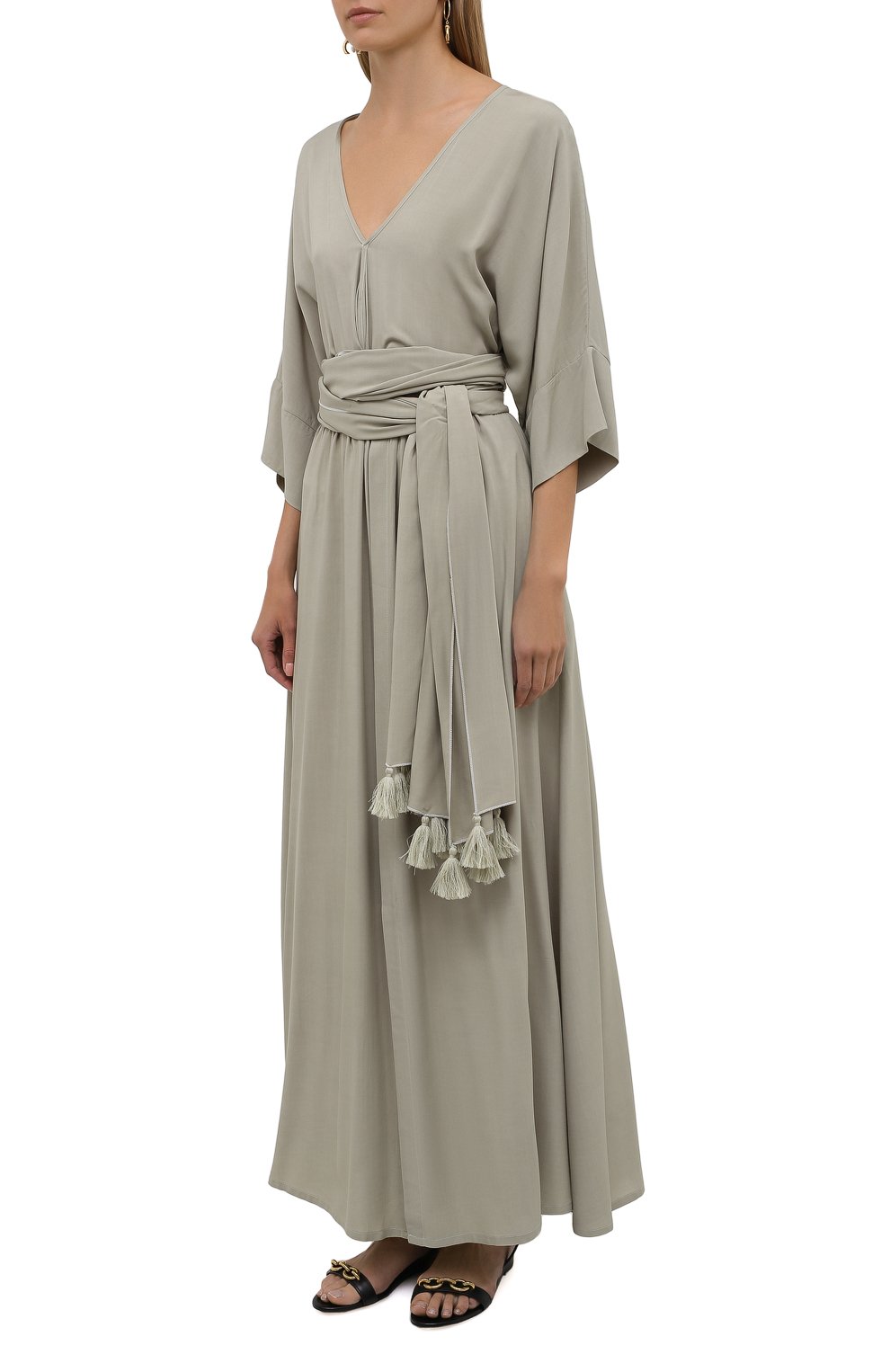 Платье из вискозы ERIKA PENA хаки цвета по цене 32950 руб., арт. VER0MAXIDRESS, фото 3 Платье из вискозы ERIKA PENA, арт. VER0MAXIDRESS, фото 3
