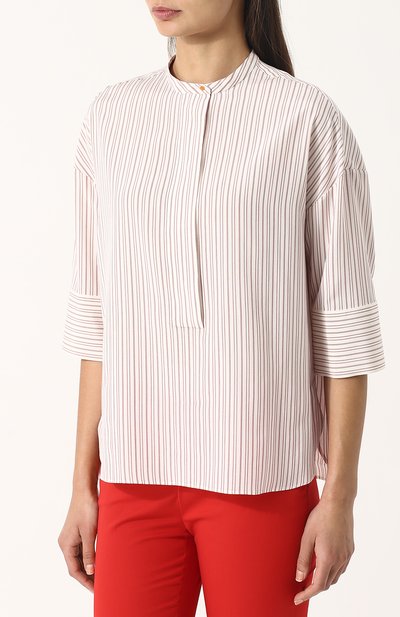 Шелковая блуза свободного кроя в полоску LORO PIANA, арт. FAI1466, фото 3