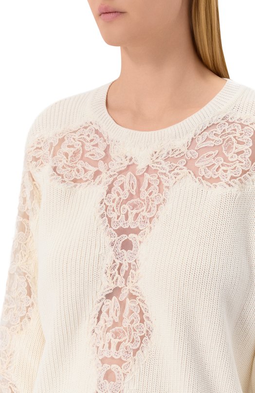 Хлопковый свитер Elie Saab T0154 Белый  T0154 Фото 5