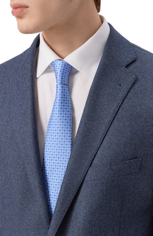 Шелковый галстук Canali 18/HJ04563 Голубой  18/HJ04563 Фото 2