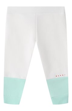 Детские хлопковые джоггеры MARNI белого цвета, арт. M01390/M00V0 | Фото 1 (Нос: Не проставлено; Материал сплава: Проставлено; Кросс-КТ НВ: Джоггеры; Материал внешний: Хлопок; Ростовка одежда: 18 мес | 86 см, 24 мес | 92 см)