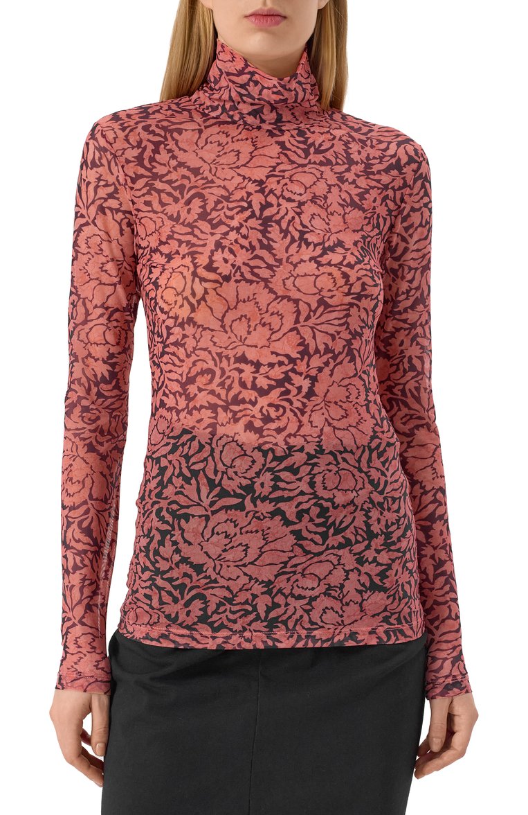 Женская водолазка DRIES VAN NOTEN розового цвета, арт. 251-011159-1619 | Фото 3 (Рукава: Длинные; Материал внешний: Синтетический материал; Длина (для топов): Стандартные; Женское Кросс-КТ: Водолазка-одежда; Стили: Кэжуэл)