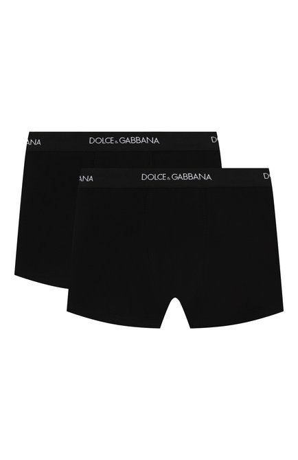 Детские комплект из двух боксеров DOLCE & GABBANA черного цвета, арт. L4J701/0N00G/2-6 | Фото 1 (Рукава: Короткие; Драгоценные камни: Проставлено; Материал сплава: Проставлено; Материал внешний: Хлопок)