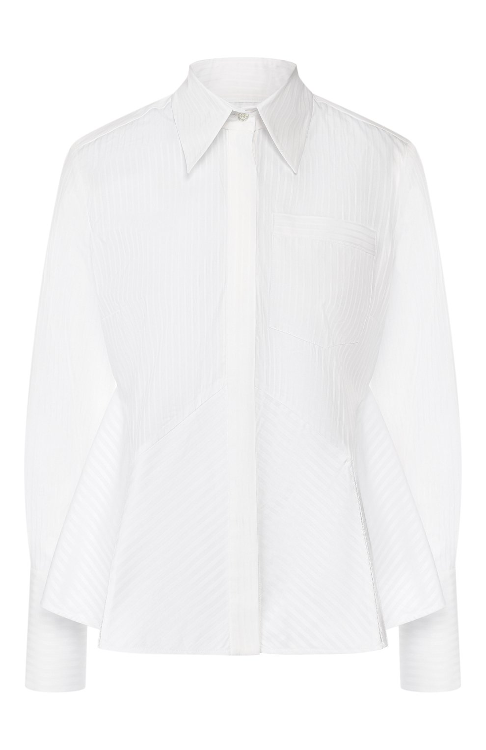 Хлопковая рубашка VICTORIA, VICTORIA BECKHAM белого цвета по цене 25100 руб., арт. SHVV 162A PAW19 STRIPED SHIRTING, фото 1 Хлопковая рубашка VICTORIA, VICTORIA BECKHAM, арт. SHVV 162A PAW19 STRIPED SHIRTING, фото 1