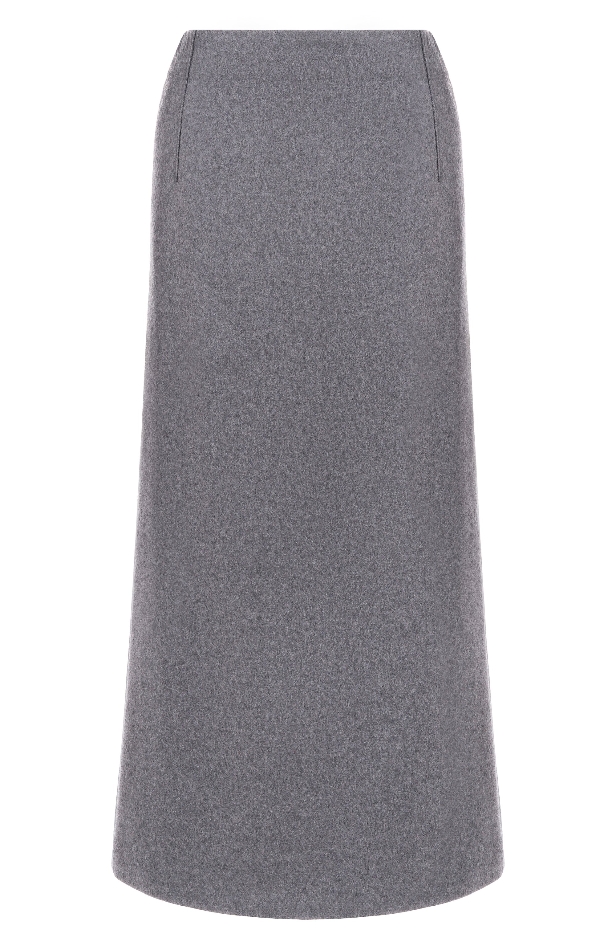 Юбка из шерсти и кашемира BOSS серого цвета по цене 54350 руб., арт. 50550793, фото 1 Юбка из шерсти и кашемира BOSS, арт. 50550793, фото 1