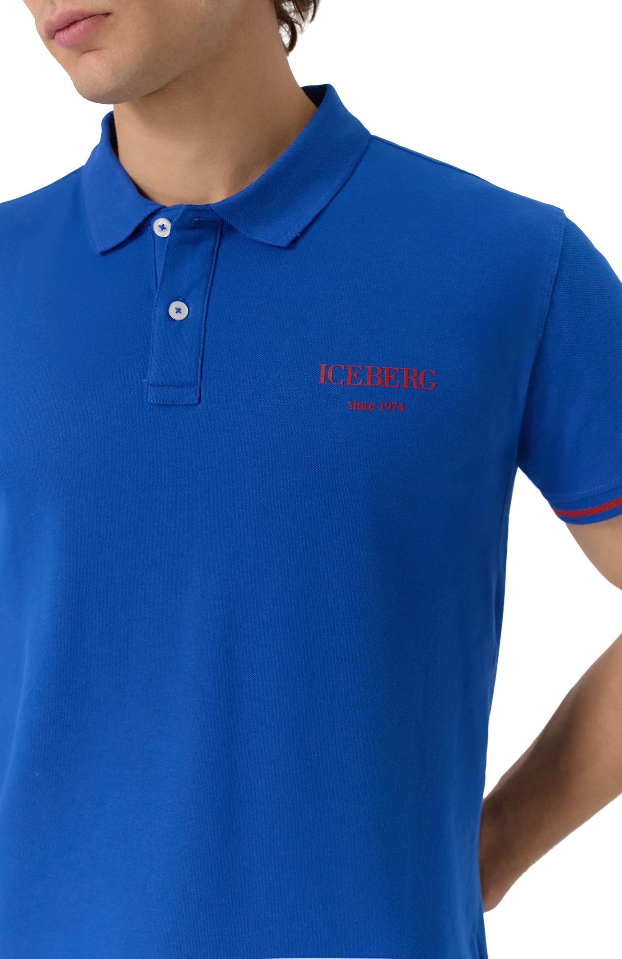 Хлопковое поло ICEBERG синего цвета по цене 7985 руб., арт. ICE25MPL01, фото 5 Хлопковое поло ICEBERG, арт. ICE25MPL01, фото 5