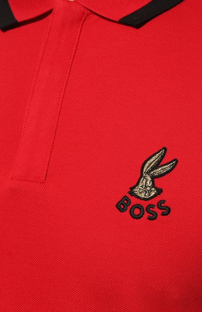 Хлопковое поло looney tunes x boss BOSS красного цвета по цене 13400 руб., арт. 50485406, фото 5 Хлопковое поло looney tunes x boss BOSS, арт. 50485406, фото 5