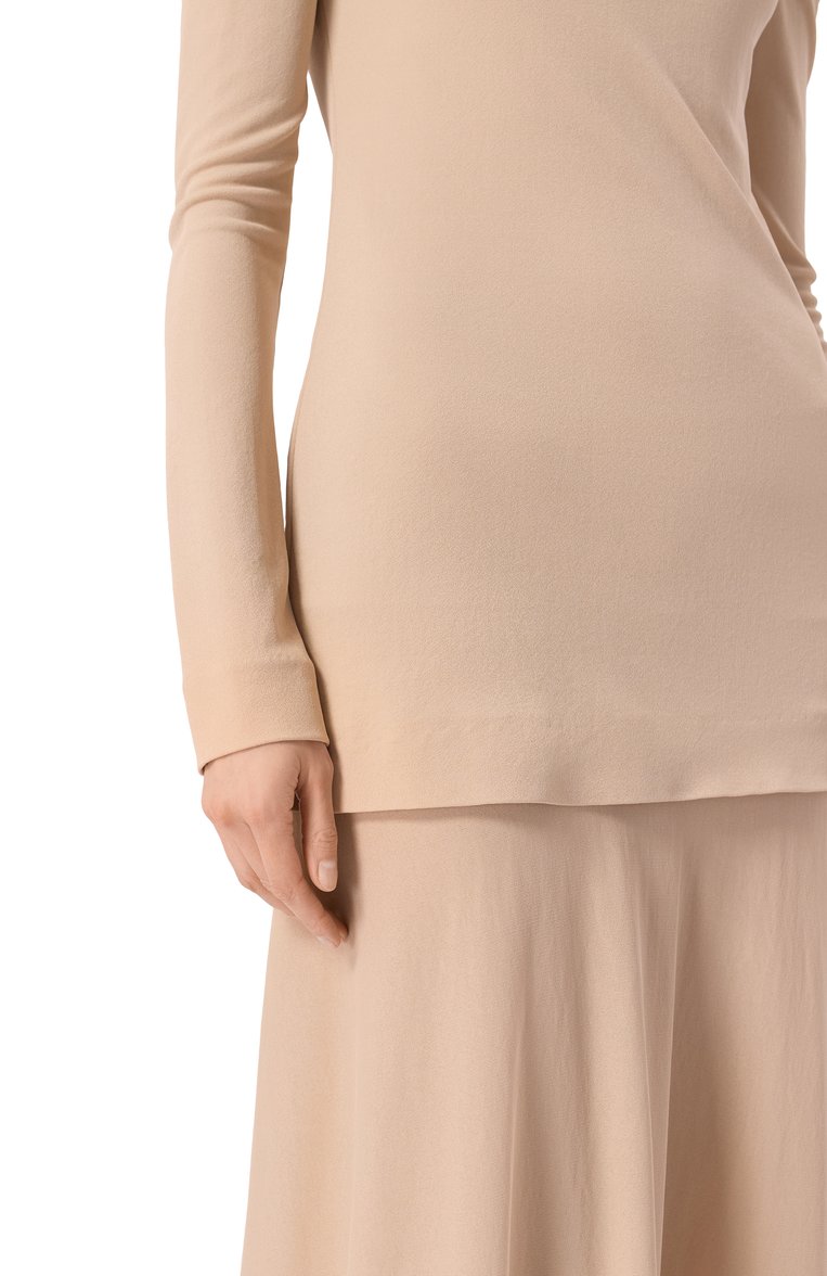 Женское платье из вискозы JIL SANDER бежевого цвета, арт. J04CT0110-J65016 | Фото 5 (Длина Ж (юбки, платья, шорты): Миди; Рукава: Длинные; Материал внешний: Вискоза; Стили: Кэжуэл; Женское Кросс-КТ: Платье-одежда; Случай: Повседневный; Автоматизация ТО: Проставлено; Автоматизация состава: Проставлено)