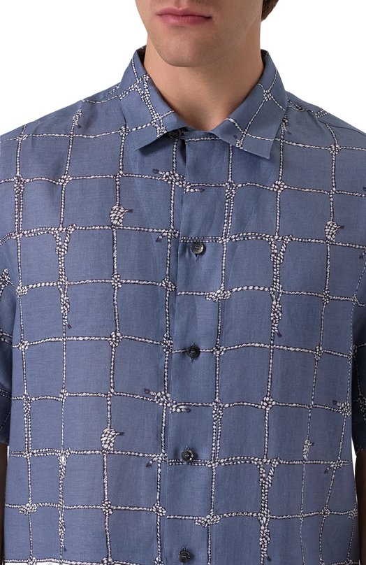 Льняная рубашка Brioni SCFR0L-PC104 Синий  SCFR0L-PC104 Фото 5