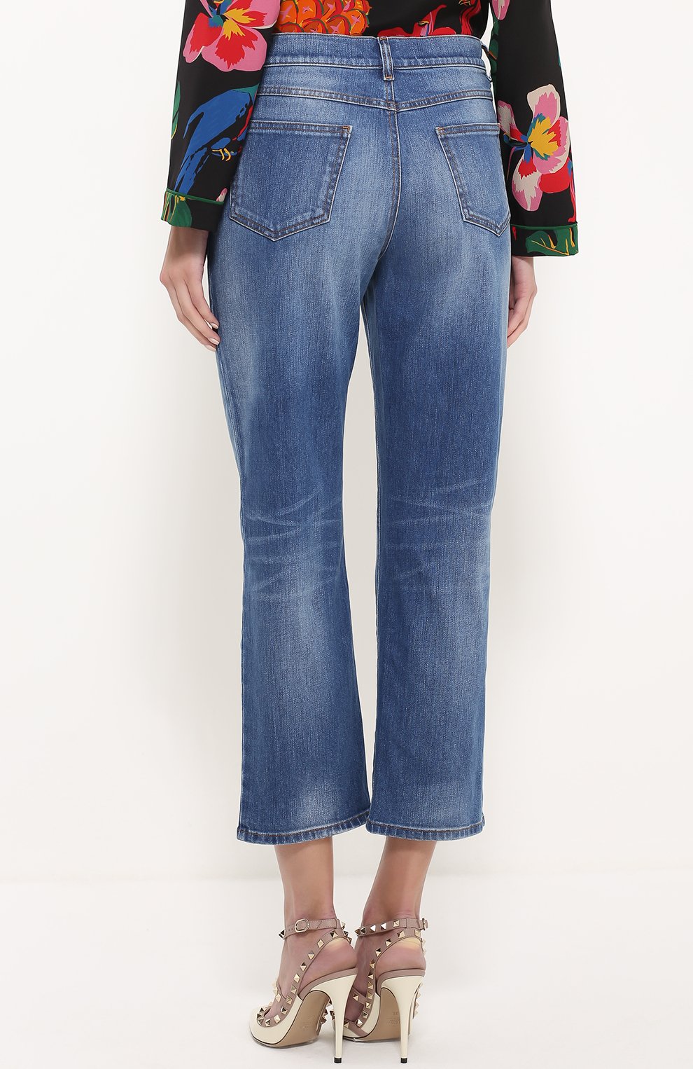 Укороченные расклешенные джинсы с шипами VALENTINO, арт. MB3DD03G/2PY, фото 4