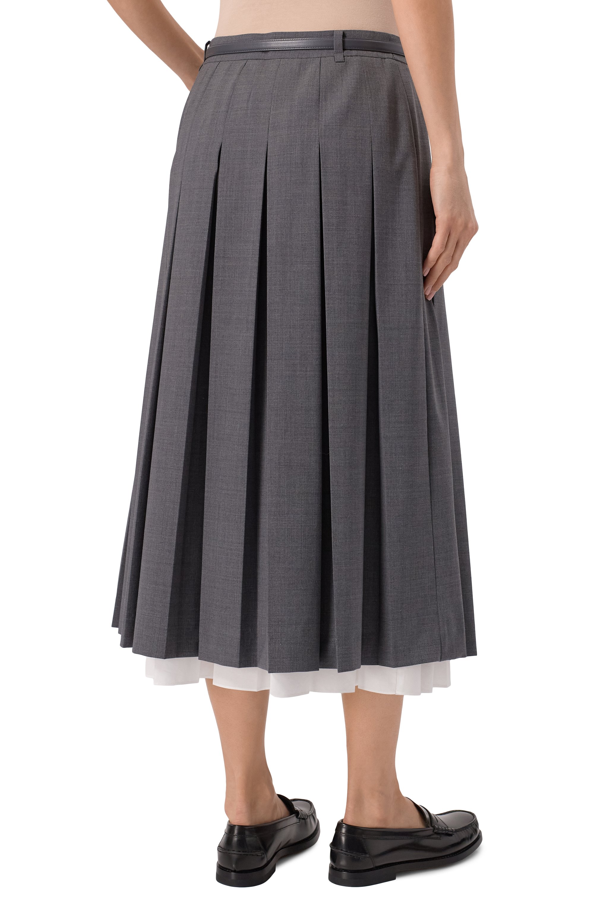 Плиссированная юбка JUUN.J серого цвета по цене 92400 руб., арт. JW5427W53, фото 4 Плиссированная юбка JUUN.J, арт. JW5427W53, фото 4