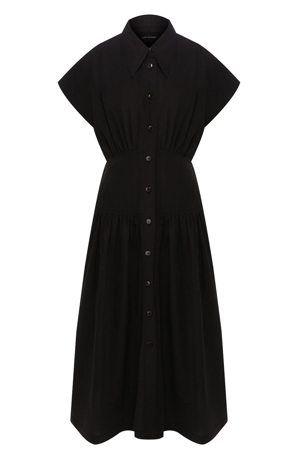 Хлопковое платье LOW CLASSIC черного цвета по цене 33400 руб., арт. L0W20SS_DR05BK, фото 1 Хлопковое платье LOW CLASSIC, арт. L0W20SS_DR05BK, фото 1