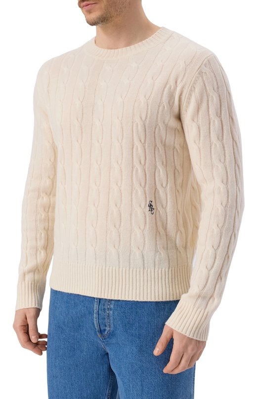 Свитер из кашемира и шерсти Sporty and Rich WS08765302WH37 Кремовый  WS08765302WH37 Фото 3