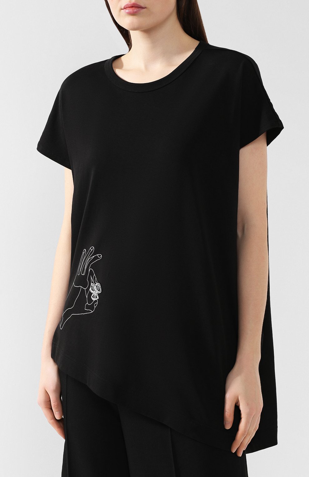 Хлопковая футболка YOHJI YAMAMOTO черного цвета по цене 25850 руб., арт. YJ-T22-678, фото 3 Хлопковая футболка YOHJI YAMAMOTO, арт. YJ-T22-678, фото 3