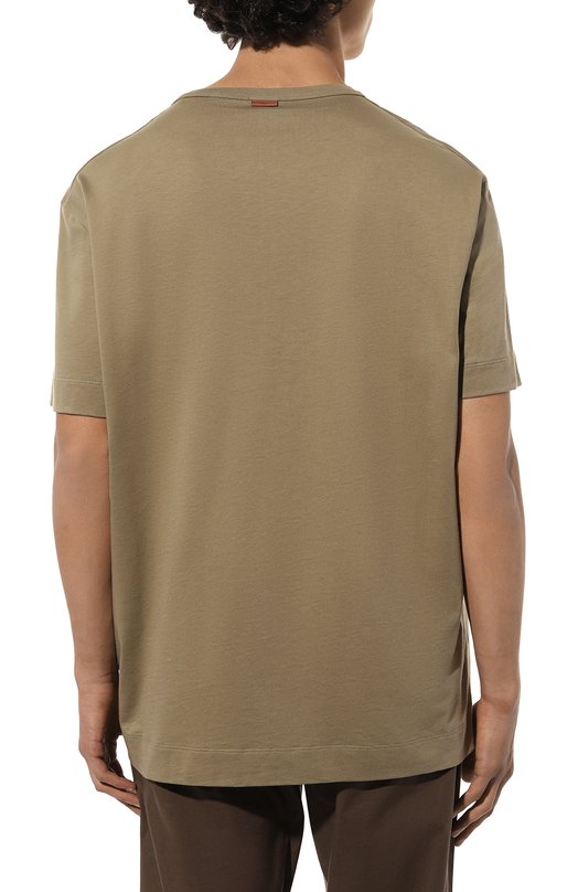 Хлопковая футболка Zegna UD360A7/D760 Хаки  UD360A7/D760 Фото 4