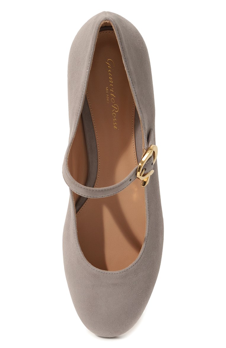 Женские замшевые балетки mary ribbon 05 GIANVITO ROSSI серого цвета, арт. G22164.05CU0.CAMSHAD | Фото 4 (Материал внутренний: Натуральная кожа; Каблук высота: Низкий; Подошва: Плоская; Материал внешний: Замша, Натуральная кожа)