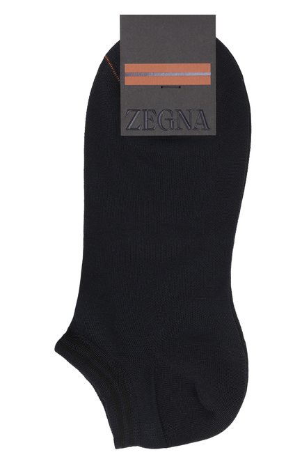 Мужские хлопковые носки ZEGNA темно-синего цвета, арт. N5V02/727 | Фото 1 (Кросс-КТ: бельё; Материал сплава: Проставлено; Материал внешний: Хлопок; Нос: Не проставлено)