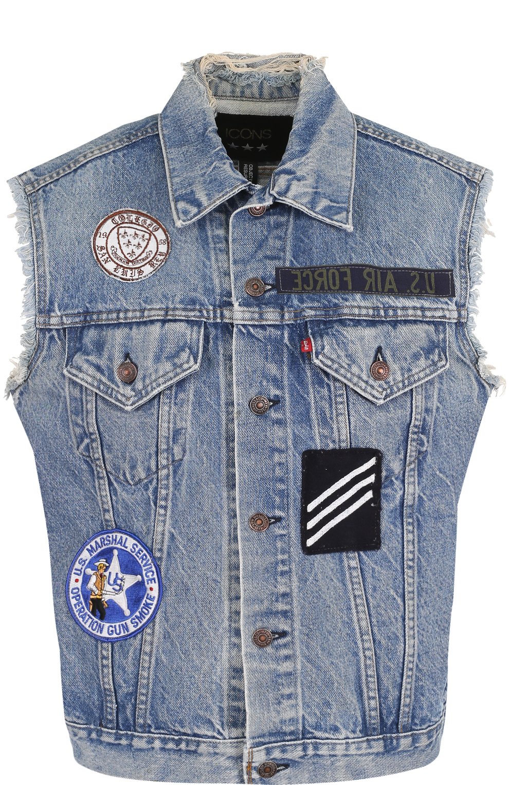 Джинсовый жилет с потертостями и бахромой ICONS OF CALIFORNIA, арт. PDVT_PS18, фото 1