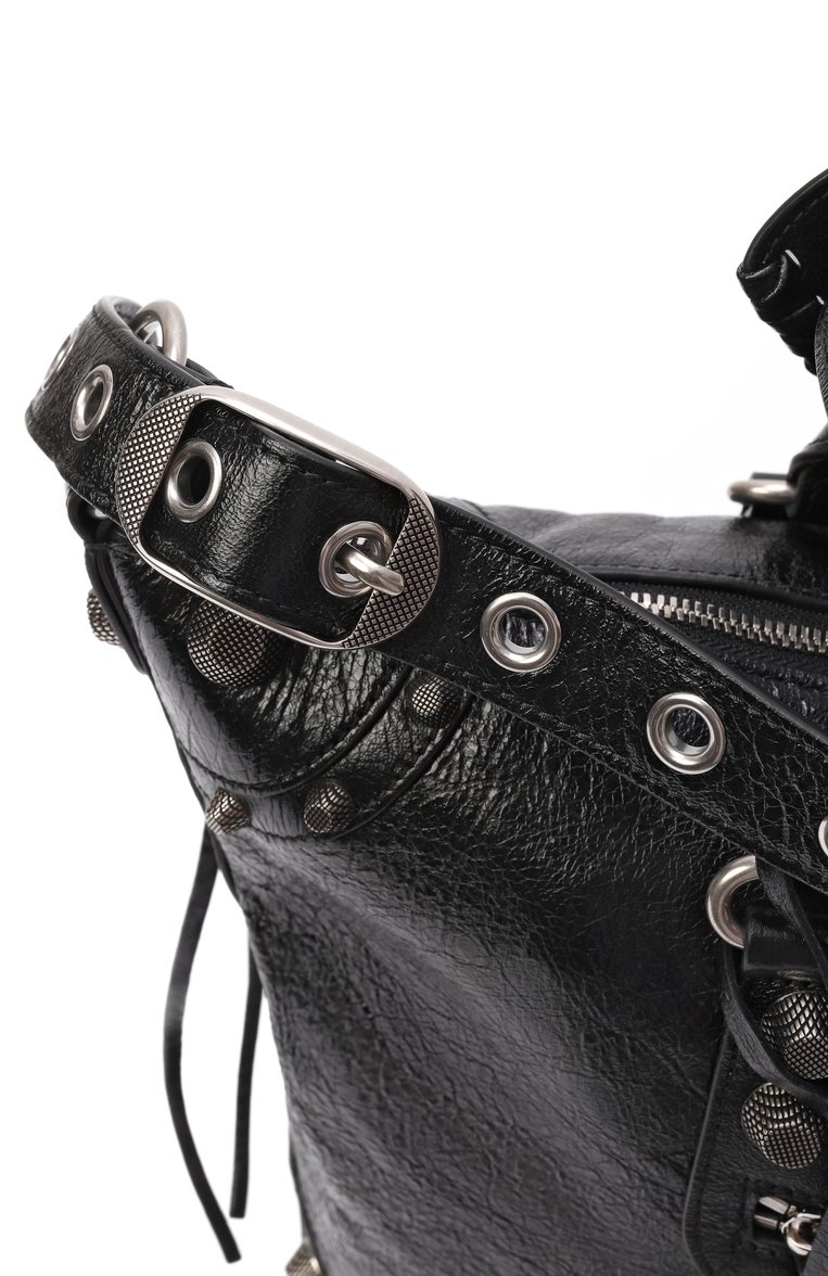 Мужская сумка-тоут le cagole medium BALENCIAGA черного цвета, арт. 719067/210KR | Фото 3 (Ремень/цепочка: На ремешке; Размер: large; Драгоценные камни: Проставлено; Материал сплава: Проставлено; Материал: Натуральная кожа)