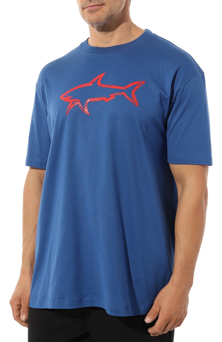 Мужская хлопковая футболка PAUL&SHARK синего цвета, арт. 12311633/3XL-6XL | Фото 3 (Рукава: Короткие; Материал внешний: Хлопок; Длина (для топов): Удлиненные; Стили: Кэжуэл; Принт: С принтом; Мужское Кросс-КТ: Футболка-одежда; Кросс-КТ: Джерси; Автоматизация ТО: Проставлено; Автоматизация состава: Проставлено)