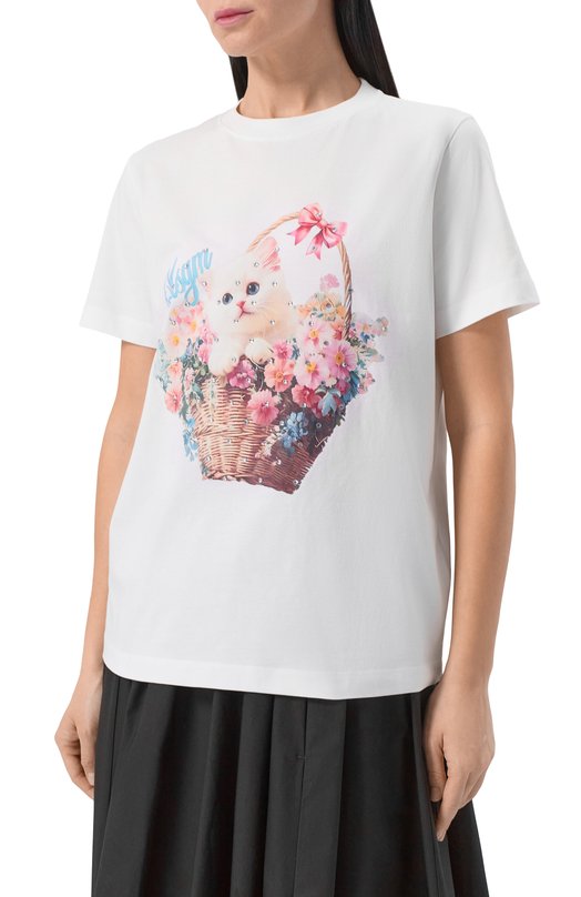 Хлопковая футболка MSGM 4041MDM136SE/267285 Белый  4041MDM136SE/267285 Фото 3