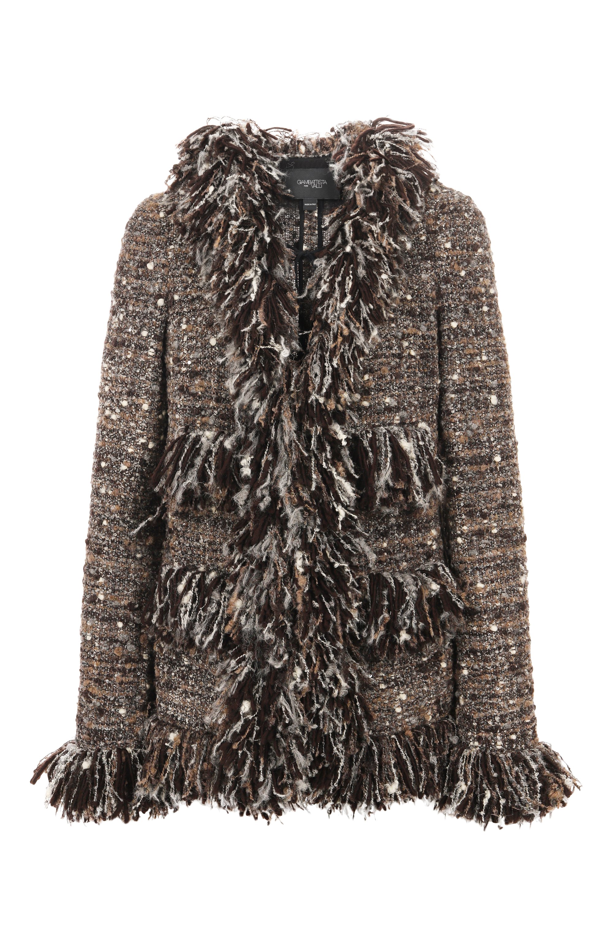 Шерстяной жакет GIAMBATTISTA VALLI коричневого цвета по цене 463500 руб., арт. 25FWSVCA6038/77GR0, фото 1 Шерстяной жакет GIAMBATTISTA VALLI, арт. 25FWSVCA6038/77GR0, фото 1