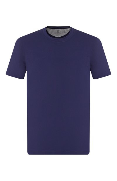 Хлопковая футболка BRUNELLO CUCINELLI синего цвета по цене 34700 руб., арт. M0T611308, фото 1 Хлопковая футболка BRUNELLO CUCINELLI, арт. M0T611308, фото 1