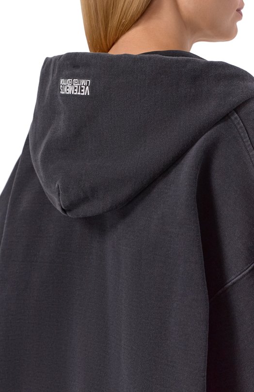Хлопковая толстовка VETEMENTS ME76ZU136B/1302 M0LLET0N Серый  ME76ZU136B/1302 M0LLET0N Фото 5