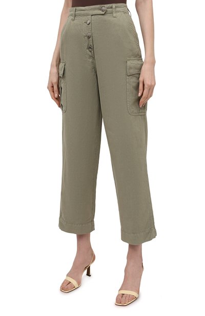 Хлопковые брюки TWO WOMEN IN THE WORLD хаки цвета по цене 27830 руб., арт. A12CT3 Alva, фото 3 Хлопковые брюки TWO WOMEN IN THE WORLD, арт. A12CT3 Alva, фото 3